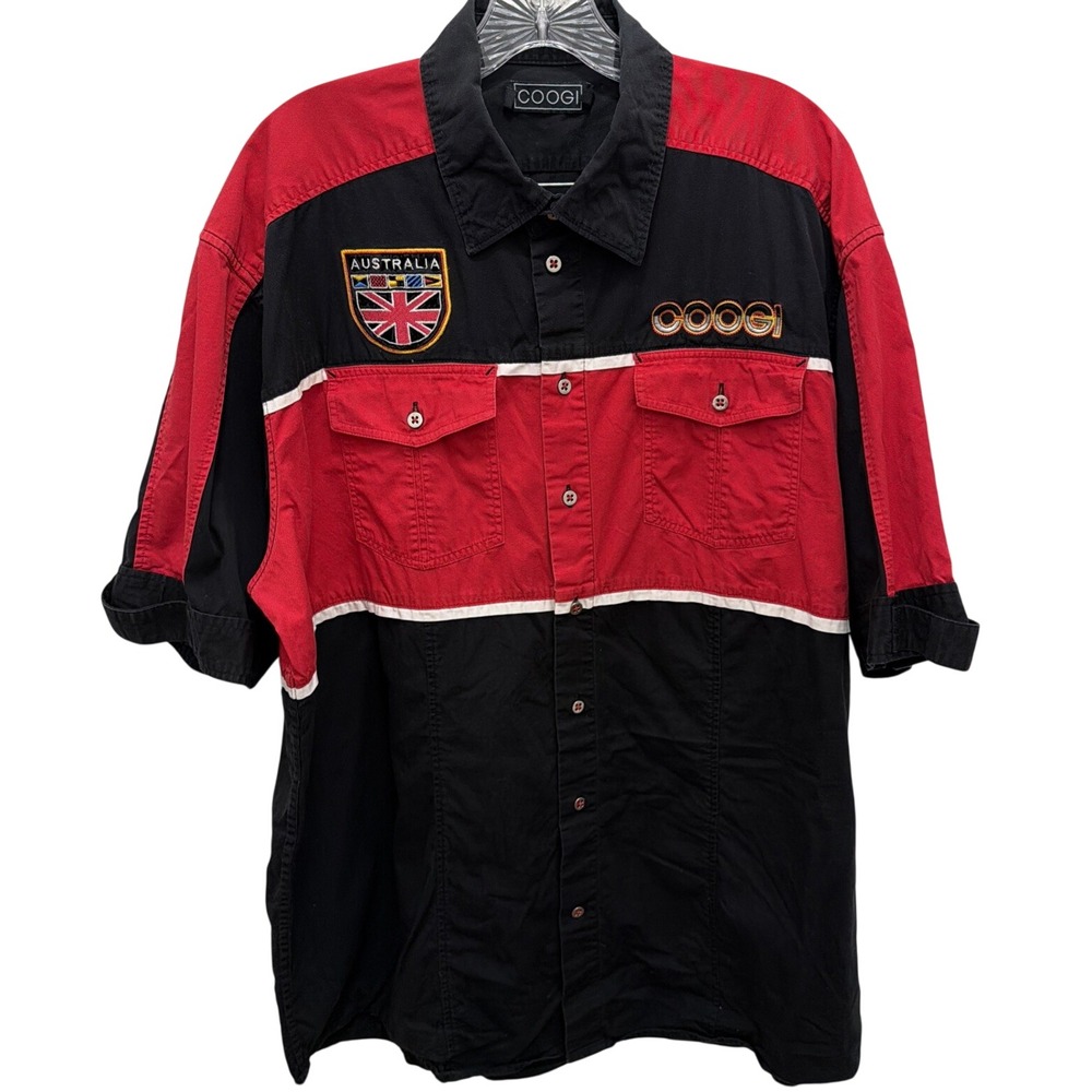 Rare Vintage Y2K Streetwear Coogi Button Up Australia Streetwear XXL Red Black